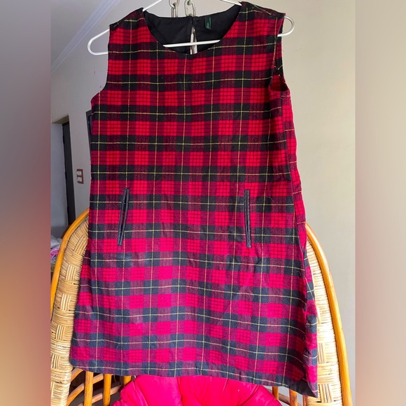 United Colors Of Benetton Other - Tweed woven dress by Benetton, red & black check for 8-10 years old girls Size S
